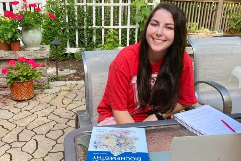 UW-Madison Summer Term student Lisa Klein on patio