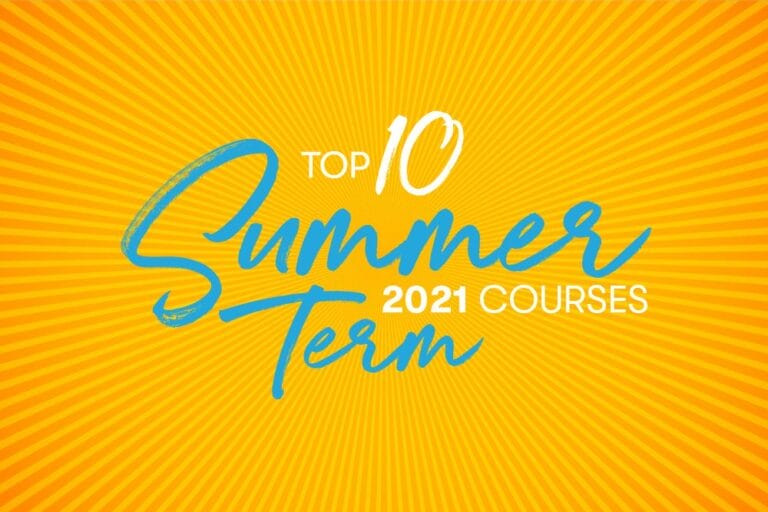 graphic of sunbeams with Top 10 Summer Term courses 2021