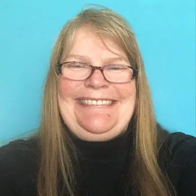 Picture of Krista gaming with inset of the game