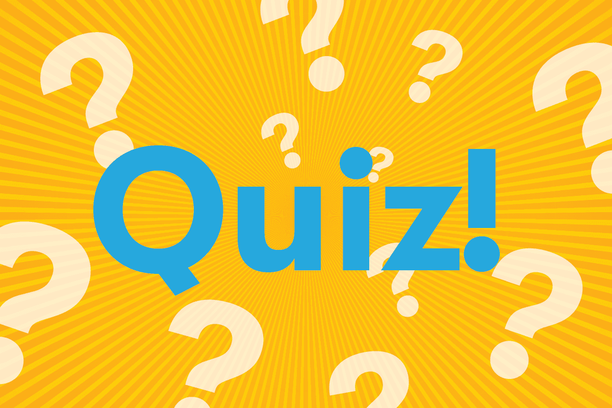 Graphic that says the word 'Quiz' surrounded by question marks