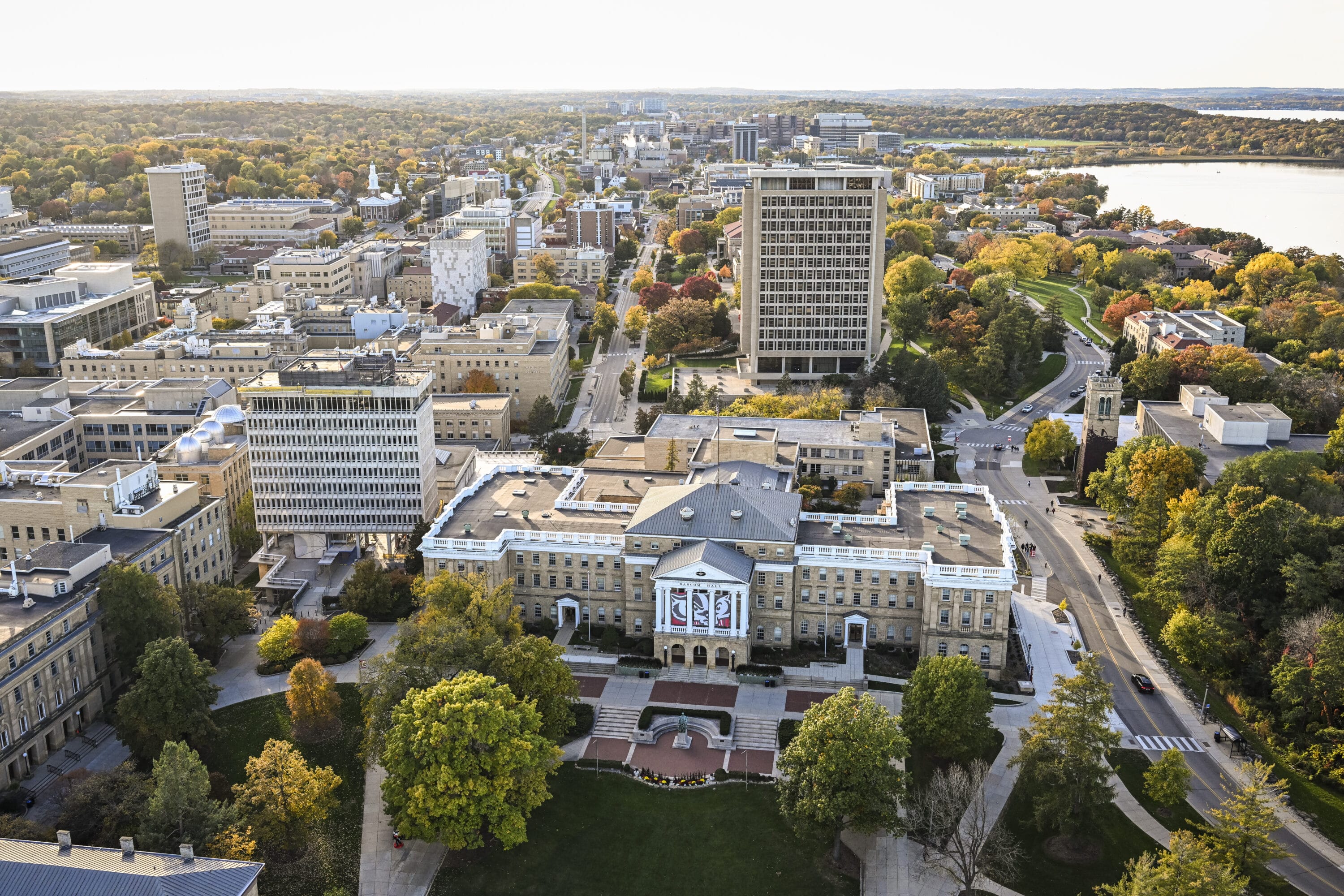 Aerial view of Bascom Hall.