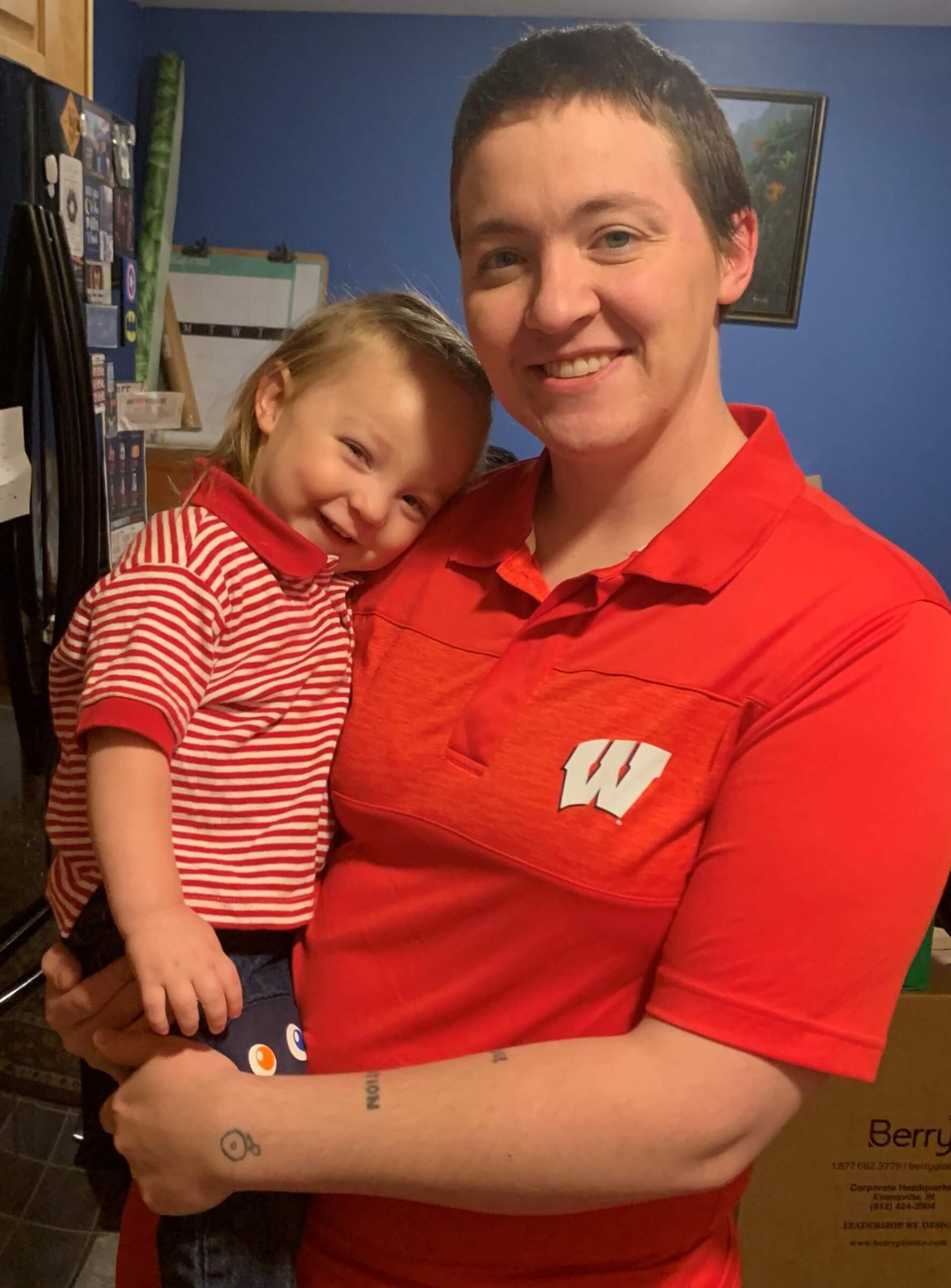 Alex Hentzen holding her son Wolfgang.