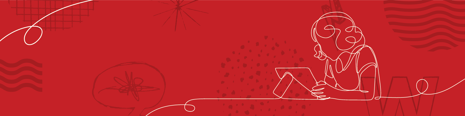 A graphic of a figure of a person over a red background