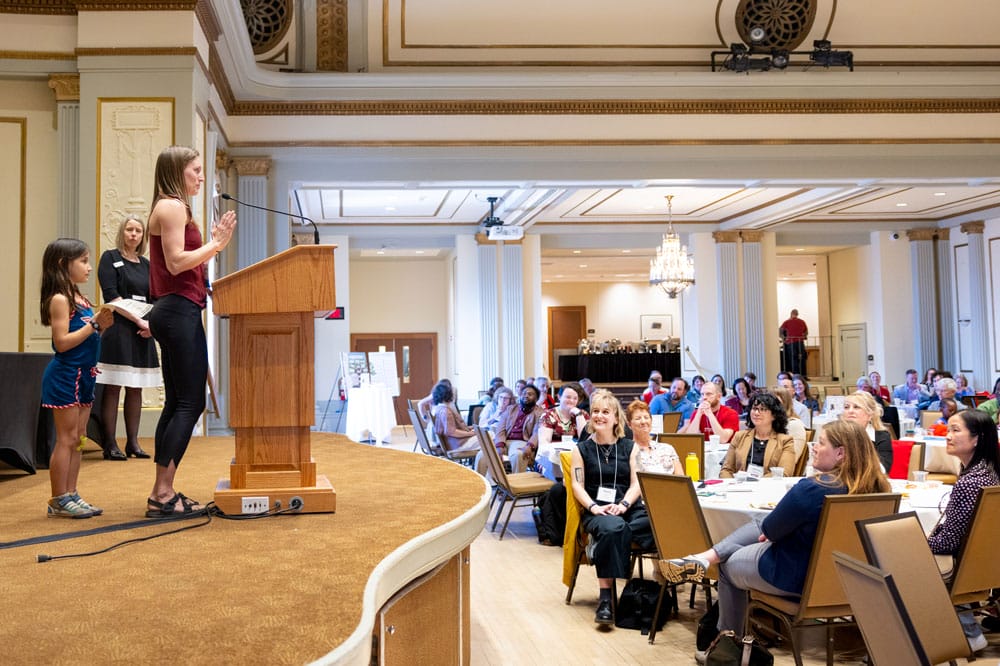 Francesca Nimityongskul giving a speech