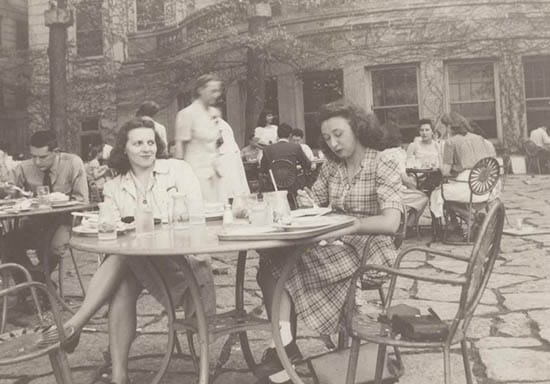 
Two women sitting at a table on the Memorial Union Terrace in the 1940s.