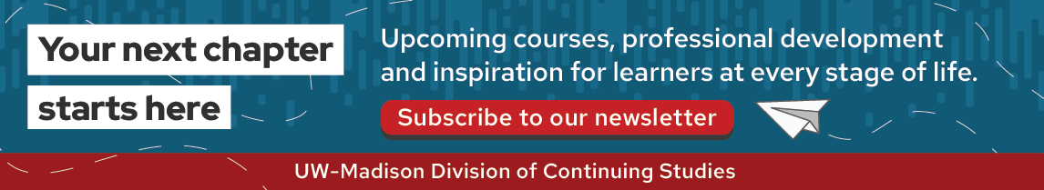 "Your next chapter starts here" with newsletter signup and paper airplane.