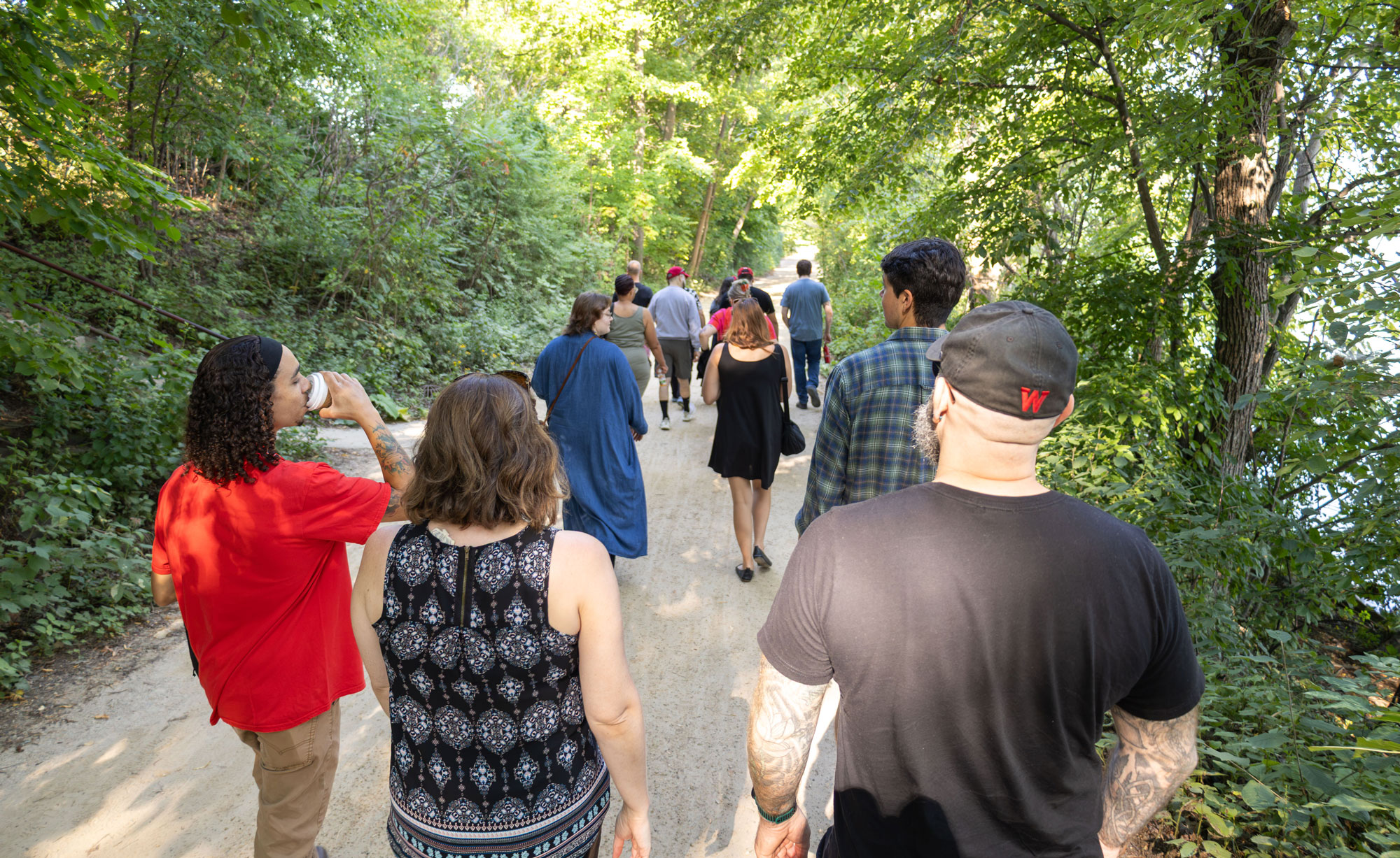 Participants enjoyed a scenic stroll along the Lakeshore Path toward Allen Centennial Garden. The walk gave incoming students a chance to explore campus while connecting casually with peers, staff and alums.