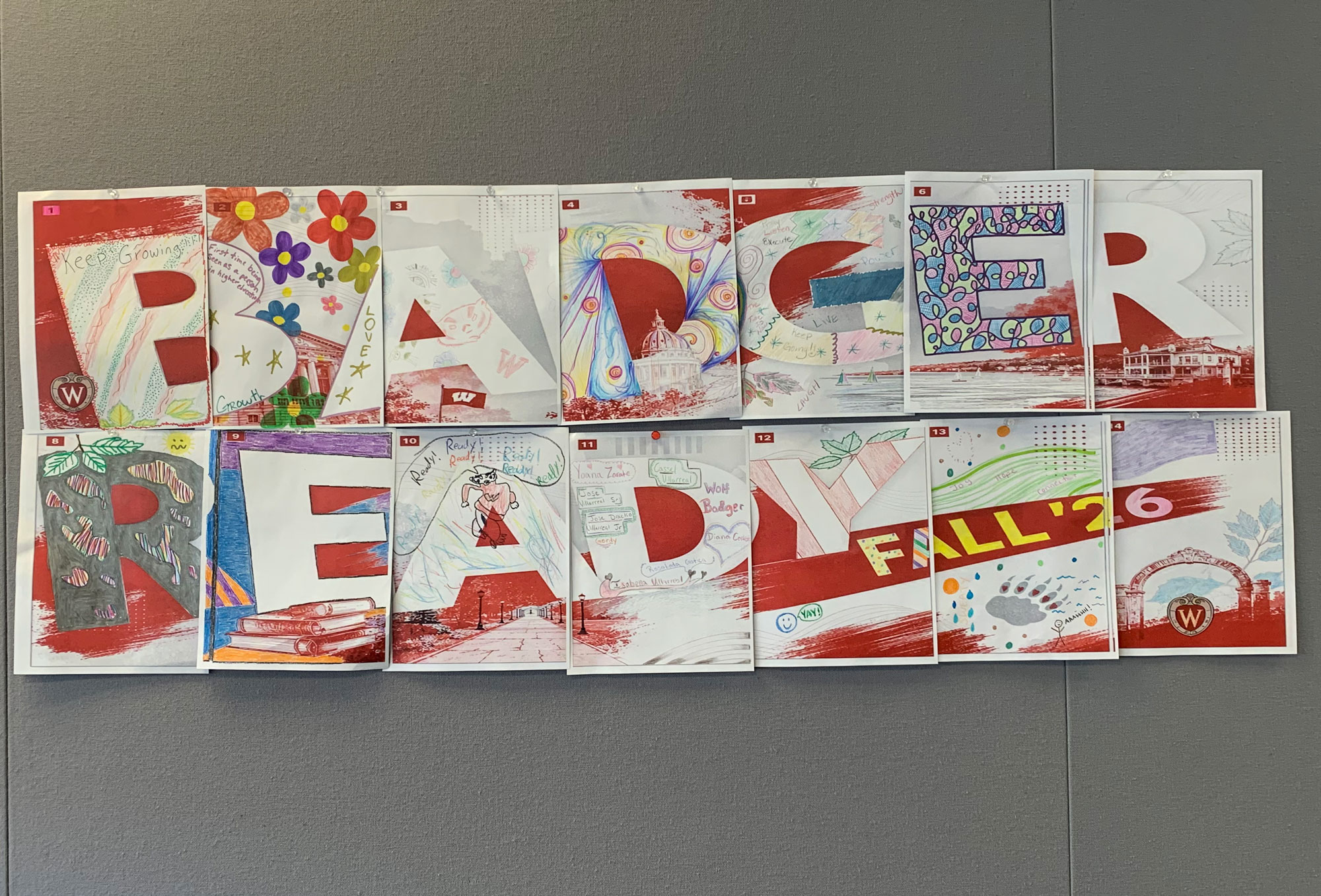 Hand-drawn letters spell "BRAVE" and "FALL '26" with colorful designs and campus imagery.